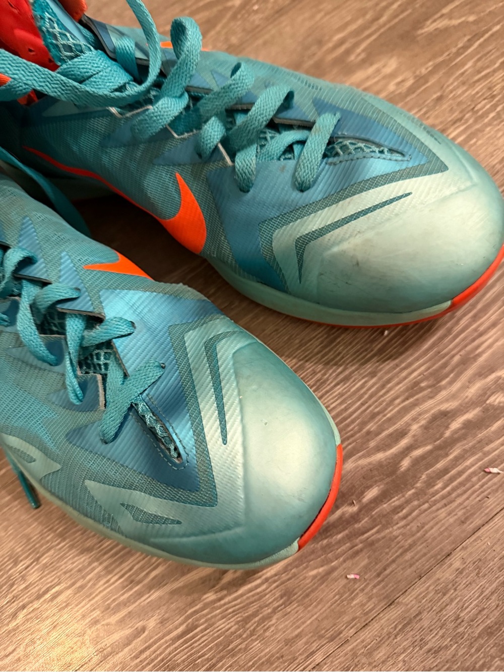 Nike Zoom Hyperfuse Basketball Shoes Teal Orange High Top Sneakers Mens 11.5 - Picture 5 of 8